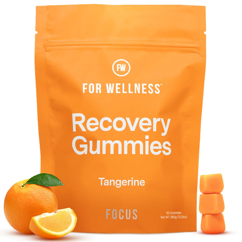 For Wellness Recovery Gummies | Tangerine Eye & Brain Support Supplements with Lutemax 2020®, Lutein, Zeaxanthin, Vitamin A & Cordyceps for Vision, Memory & Stress Support | Vegan, Non-GMO, 90 Count Focus