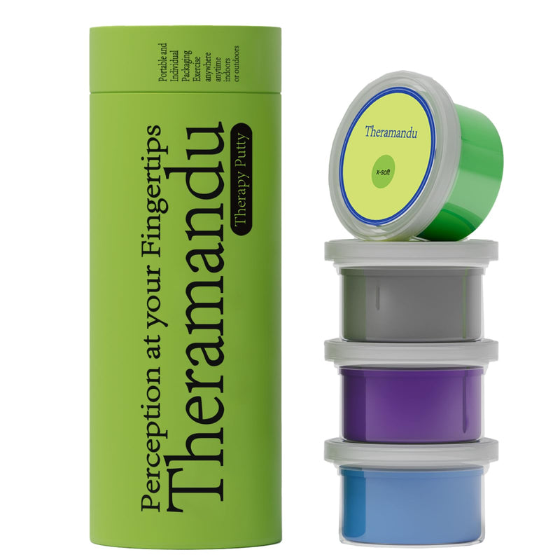 [Australia] - 4 Pack Theramandu Therapy Putty Kit (3oz Each) ‚Äì Hand Putty Physical Therapy for Kids & Adults, Sensory Stress Relief & Hand Muscle Strengthening Exercise Therapy Putty, 4 Different Resistances 