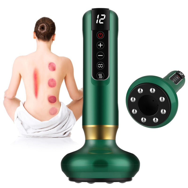 [Australia] - Cellulite Massage Tool,Cellulite Massager Electric Fat Remover with 12 Suction Modes,Rechargeable & Cordless,Intelligent Cupping Massager for Arms,Legs,Back Used at Home(Green) Green 