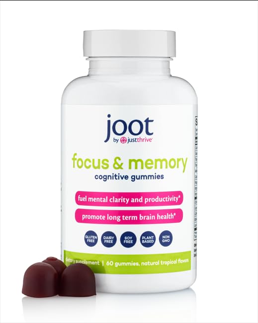 Just Thrive Focus & Memory Gummies for Clarity, Energy & Concentration | Citicoline, Lion's Mane, Vitamins B12 & D3, Nootropic gummy formula supports clarity, concentration, memory and energy 60 Gummies