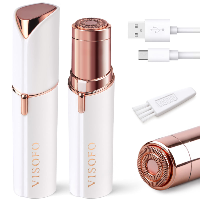 [Australia] - Facial Hair Removal for Women | Upper Lip Mustache Remover Device Face Shaver Woman Chin Peach Fuzz Electric Trimmer Dermaplane Female Razor Ladies Tweezers Lady Epilator Girls by VISOFO (White) White 