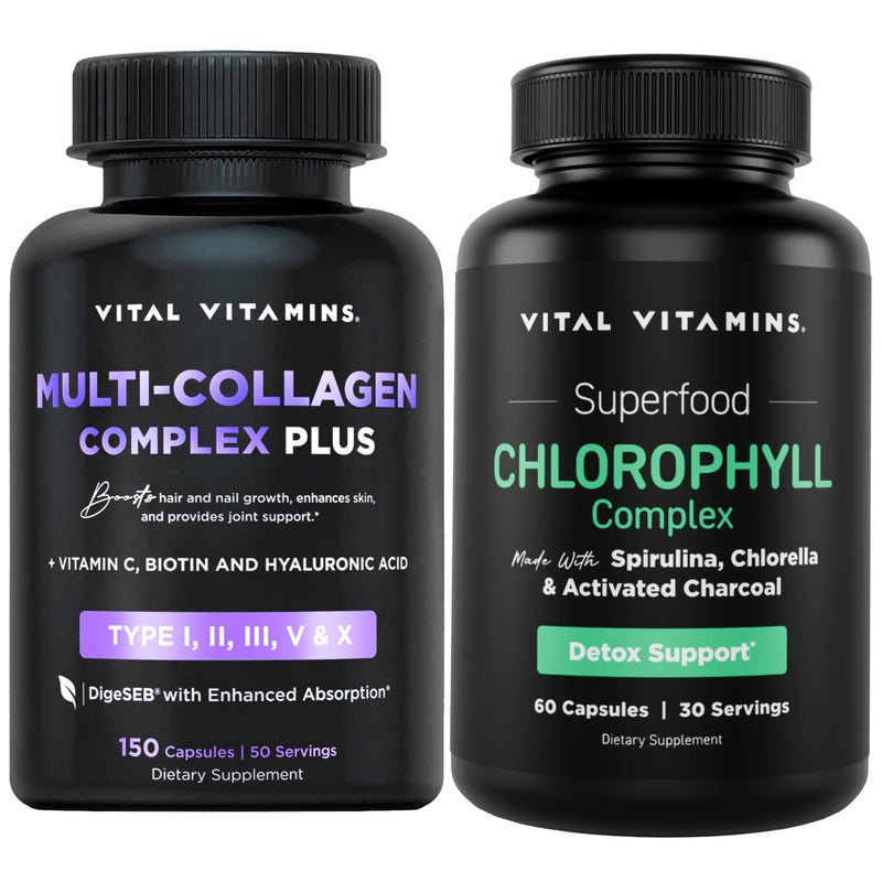 Vital Vitamins Multi Collagen Complex Plus + Chlorophyll Complex Capsules