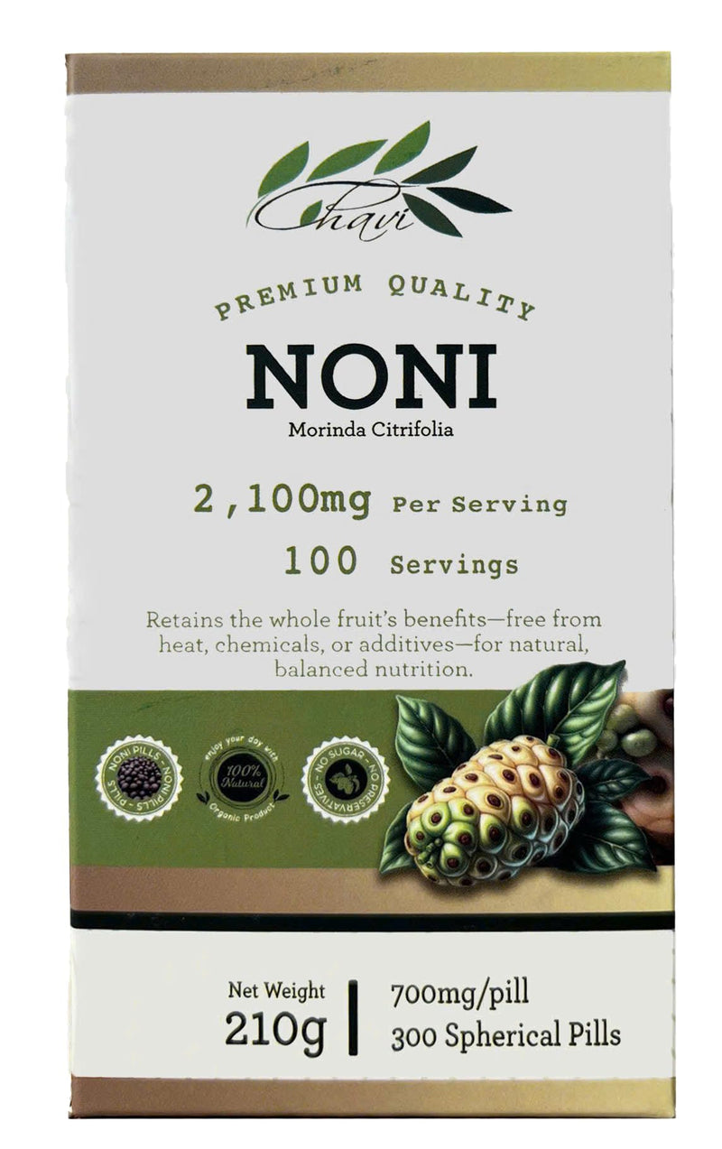 [Australia] - CHAVI Noni Pills | 700mg | 300 Spherical Pills | Morinda citrifolia Pills | Natural Antioxidant Supplement to Support Well-Being, Energy, and Vitality 