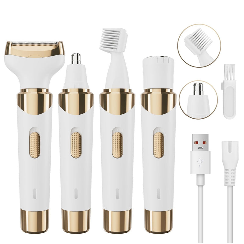 [Australia] - Electric Razor for Women,4 in 1 Womens Shaver Electric Bikini Trimmer Pubic Hair Removal Wet & Dry Painless Shaver for Legs Underarms Eyebrow Face Nose and Bikini Grooming Kit for Women 3021 Gold 