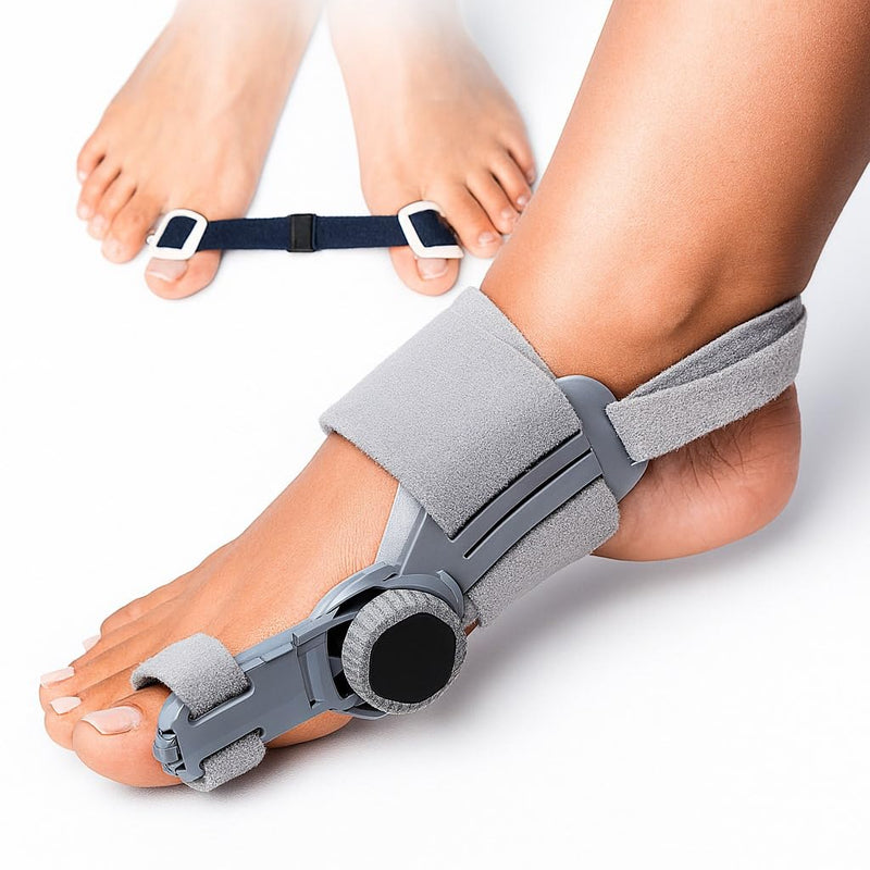 ALINO Bunion Corrector | Adjustable Toe Straightener for Men & Women | Toe Corrector with Rotating Knob, Universal Fit for Left & Right Foot | Leg Finger Straightener | Free Toe Exerciser