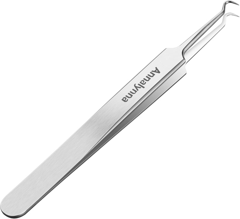 Stainless Steel Tweezers Curved Extraction Tweezers Made of Silver Stainless Steel for Removing Acne, Skin impurities, blackheads (Comedones), Whiteheads and pimples