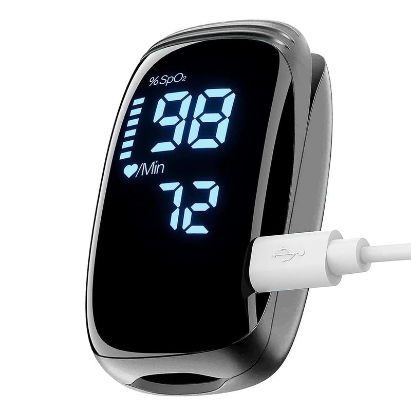 Finger Pulse Oximeter, Fingertip Blood Oxygen Saturation with Pulse Monitor, Oximeter with Lanyard, Pulse Oximeter for Sport and aviation use (LED black) LED black