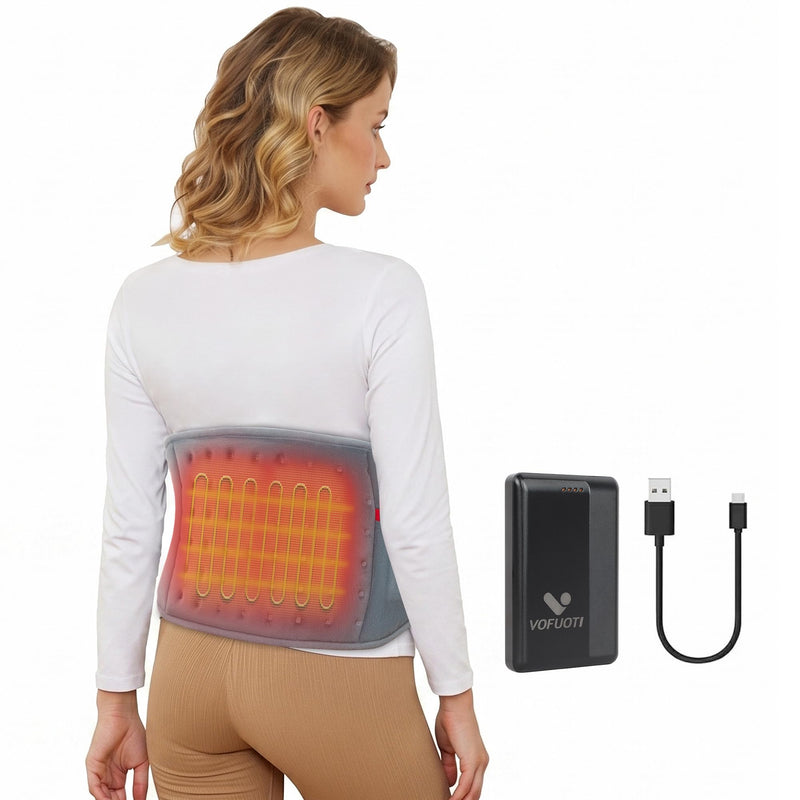 Vofuoti Portable Cordless Heating Pad with 10000mAh Battery | 3 Heat Settings, Rechargeable Electric Battery Operated Heat Pad for Back,Abdomen,Neck,Shoulders,Outdoor, Gift for Women Men Gray 8"x22"
