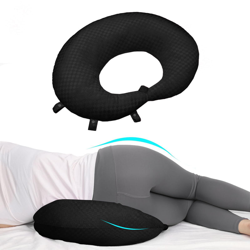 [Australia] - BBL Pillow After Surgery for Butt to Sleep, Brazilian Butt Lift Recovery Post Surgery Pillow for Sitting Sleeping Driving, Donut Pillow for Woman Lumbar Back Cushion Seat (Black) Black 