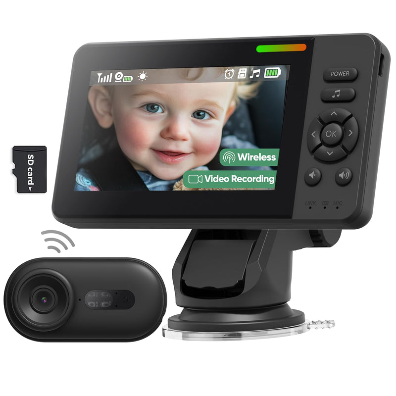 [Australia] - Wireless Baby Car Camera with 1080P Advanced Night Vision and 32H Battery, No Wi-Fi Needed Easy Setup Car Baby Monitor with Video Recording Adjustable Angle, Newborns Travel Essentials Gifts 