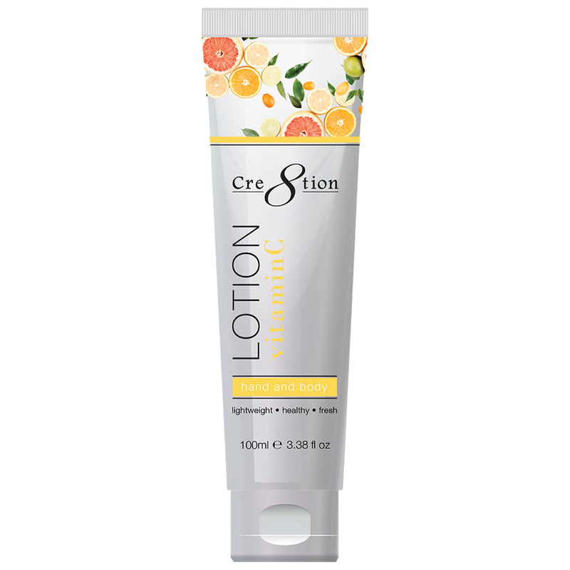 Cre8tion Vitamin C Hand & Body Lotion, Lightweight Moisturizer, 3.3 Fl Oz | Fast-Absorbing, Non-Greasy Formula Hydrates Parched Skin & Doubles as a Cuticle Cream, Vitamin C & Panthenol, Travel Size