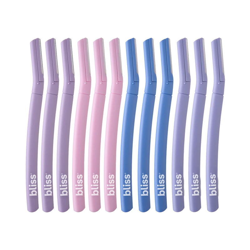 [Australia] - Bliss Stainless Steel Disposable Dermaplaning Tools | Facial Exfoliator and Eyebrow Razor to Dermaplane Peach Fuzz -1 Pack 12 count 