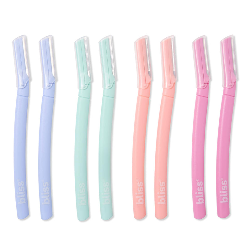 [Australia] - Bliss Stainless Steel Disposable Dermaplaning Tools | Facial Exfoliator and Eyebrow Razor to Dermaplane Peach Fuzz - 8 pack 
