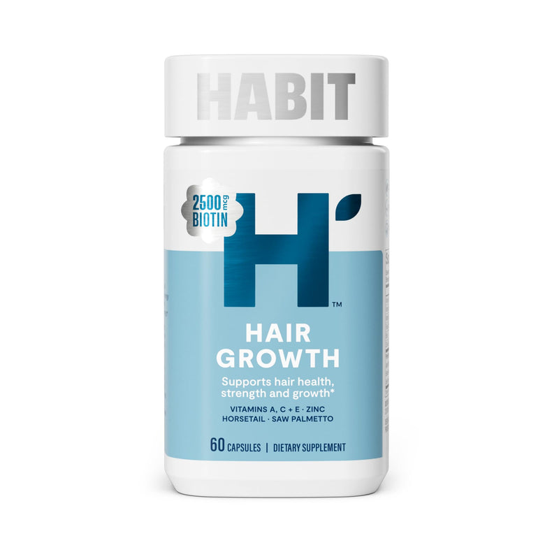 Habit Hair Growth Supplement, Supports Hair Health, Strength & Growth, Biotin, Vitamins A, C & E, 60 Capsules Unflavored 60 Count (Pack of 1)