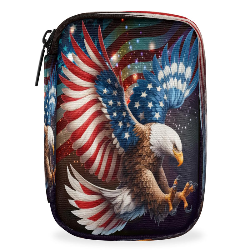 Eagle Travel Pill Organizer Box with Zipper Weekly Portable Pill Case | Flag Patriotic Daily Pills 7 Day Small Birth Control Pills Container Removable Compartments for Medicine Vitamins Fish Oil A American Flag Independence Day