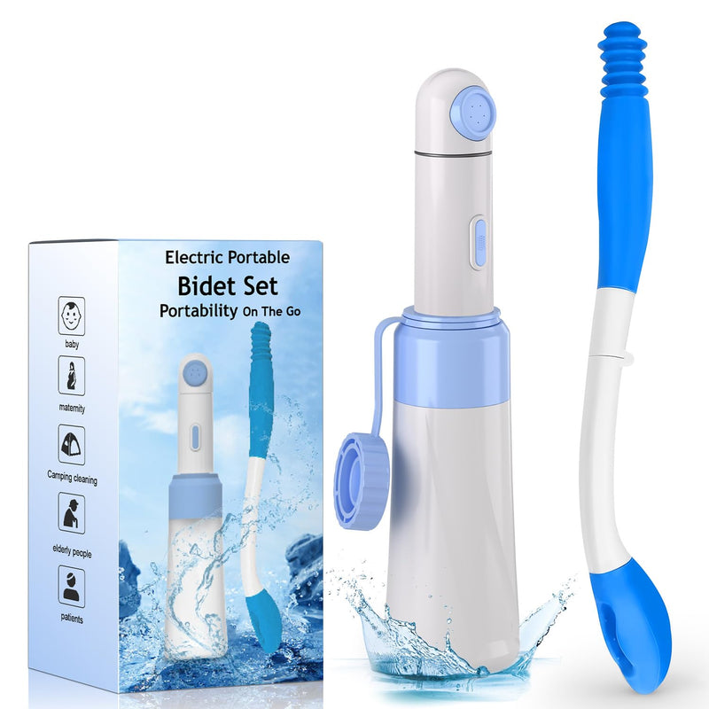 [Australia] - Portable Bidet Toilet Aids Wiper Tool Set for Travel | 450mAh Battery | 350ML Bottle | IPX7 Waterproof | USB-C Charging | Compact & High-Powered with 2 Pressure Modes for Wiping and Personal Hygiene 