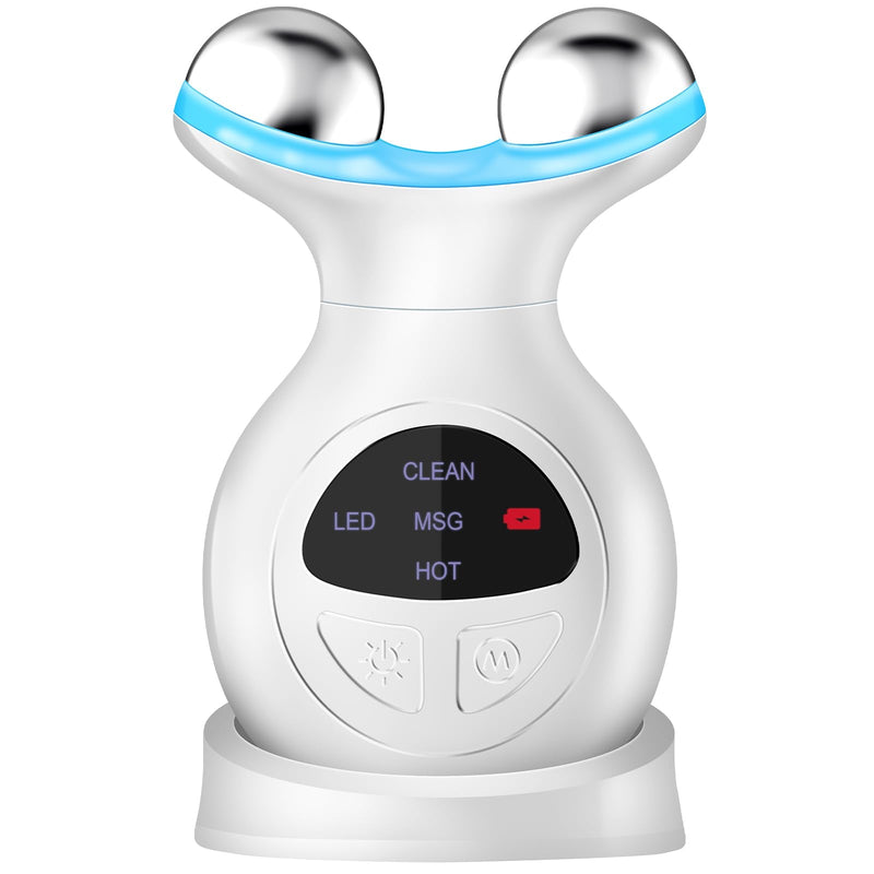 [Australia] - Microcurrent Facial Device, 7 Colors for Fading Fine Lines on Neck and Tightening Skin, Facial Wrinkle Removal Device, Smart Photon Micro-Current Device, White 