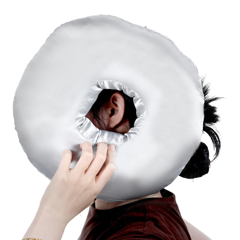 [Australia] - Ear Piercing Pillow, Silky Satin Piercing Pillow for Side Sleepers Ear Guard Protector Round Ear Pillows with Holes for Ear Pain Relief Sleeping Pressure Sore (Gray) 