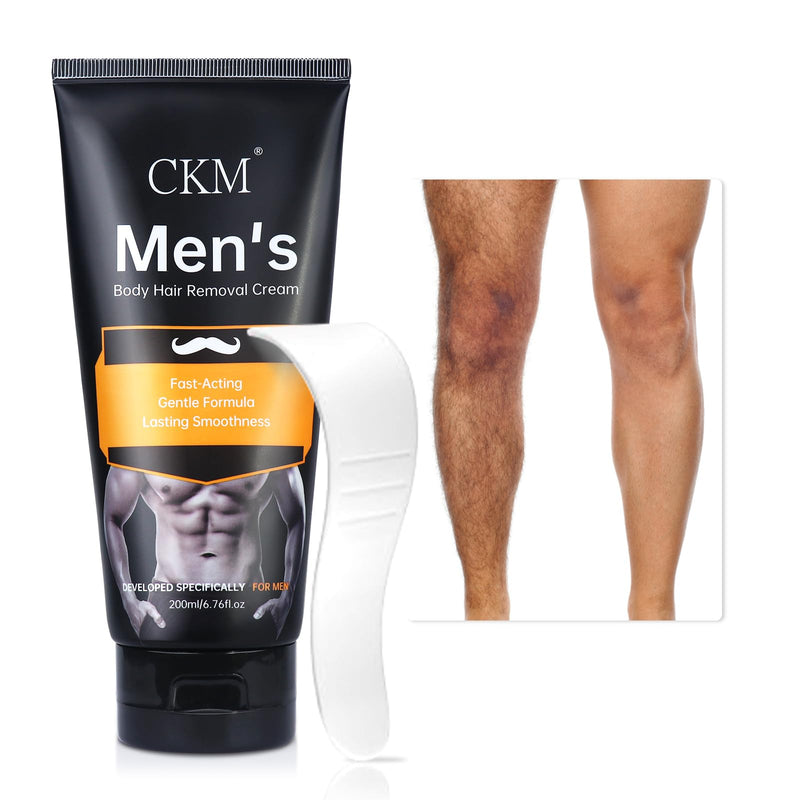 CKM Hair Removal Cream for Men, Depilatory Cream for Unwanted Male Hair, Painless Hair Removal Gel Suitable for All Skin Types, Made for Men, 6.76 FL OZ w/Spatula 6.76 Fl Oz (Pack of 1)