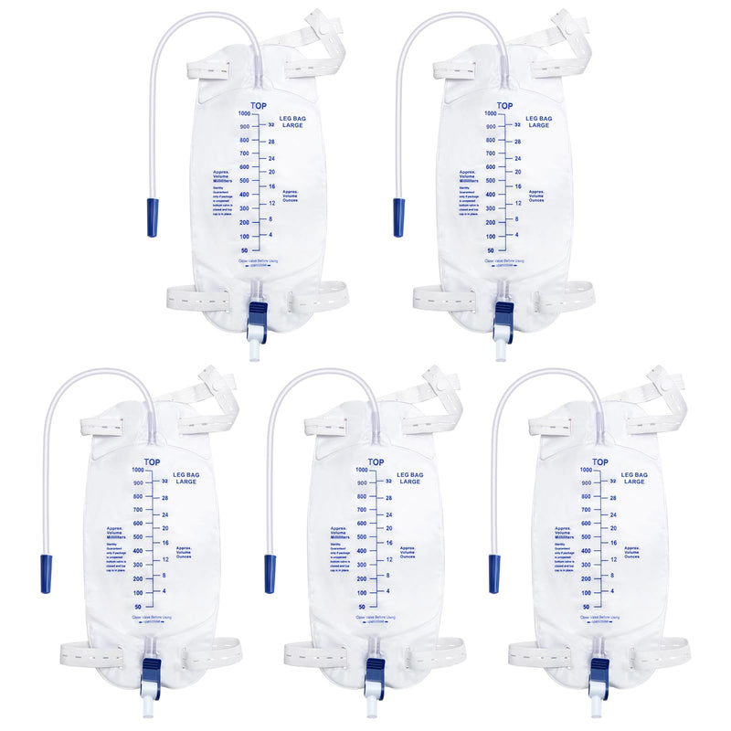 [Australia] - Catheter Bags for Men with 5PCS, Foley Catheter Leg Bags for Men 1000ML, Urine Bags for Easy Flip Drain Design 