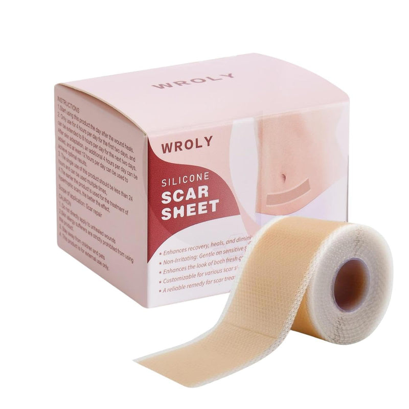 [Australia] - WROLY Silicone Scar Sheets, Keloid Scars Tape, Silicone Scar Tape for Surgical Scars, Keloid Bump Removal, C-Section Silicone Scar Removal Strips for Surgical, Tummy Tuck (1.5M) 1.5M 