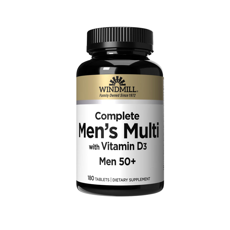 Windmill Natural Vitamins Men’s Multi 50+, with Vitamin D3, Mens Multivitamins for Daily Nutritional Support, Multivitamin for Men, 180 Tablet, 180 Day Supply