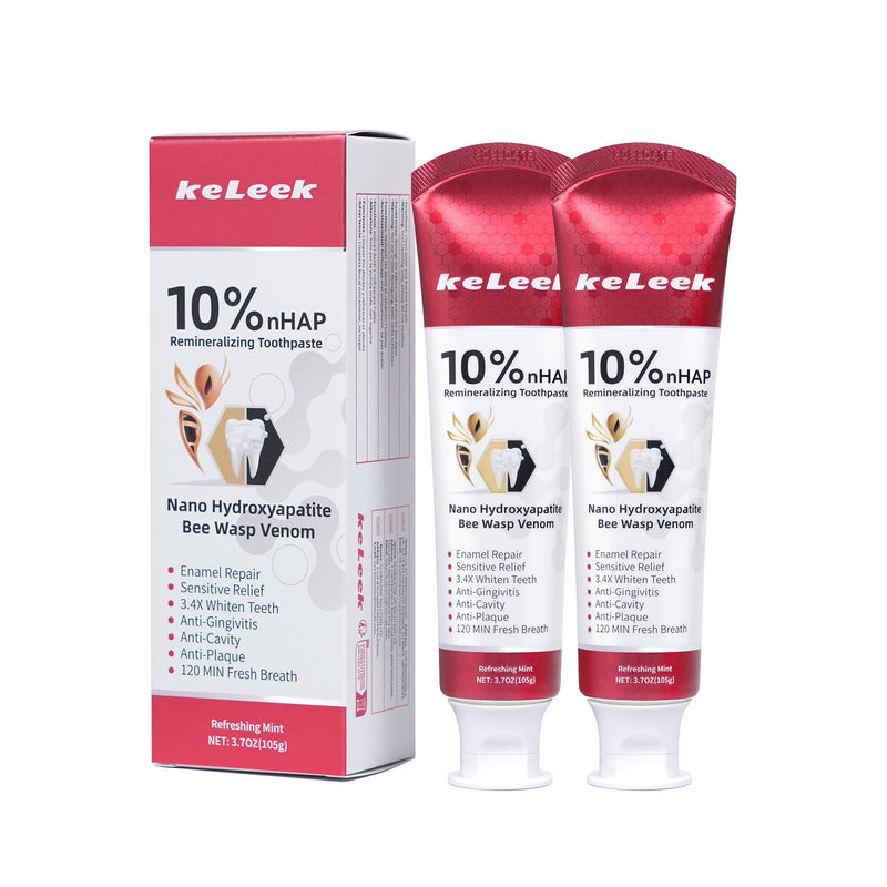 [Australia] - 2PCS 10% Nano-Hydroxyapatite Bee Wasp Venom Toothpaste for Remineralizing Enamel & Sensitive Relief,Gingivitis Bleeding Gum Treatment, Fights Plaque,Whitening Teeth - 120MIN Fresh Breath Refreshing Mint 1.85 Ounce (Pack of 2) 