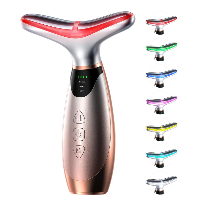 [Australia] - Facial Massager, 7 Colors Red Light Therapy for Face and Neck, Face Lift Device with 113°F Heating Vibration for Multi Skin Care 