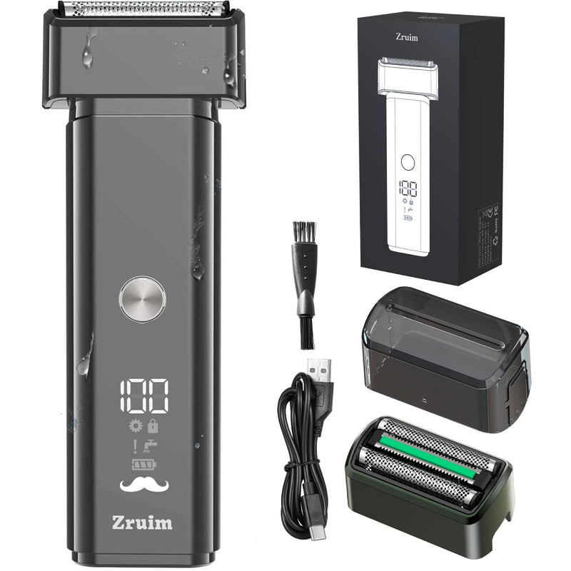 Electric Razor for Men Face,2 Adjustable Speeds Foil Shavers for Men for Beard/Face Beard Trimmer Waterproof Wet & Dry with 3 Floating Blade LED Display USB-C Fast Rechargeable for Travel & Home Blacksliver