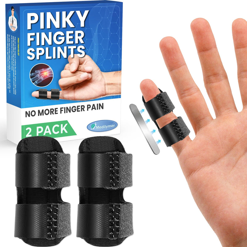 [Australia] - Pinky Finger Splint (2 Pack) Trigger Finger Brace for Kids, Small, Pinky Splint, Pain Relief, Knuckle Immobilization, Arthritis, Mallet Finger, Fits Thumb, Ring, Pinkie, Little Fingers Pinky Splints 