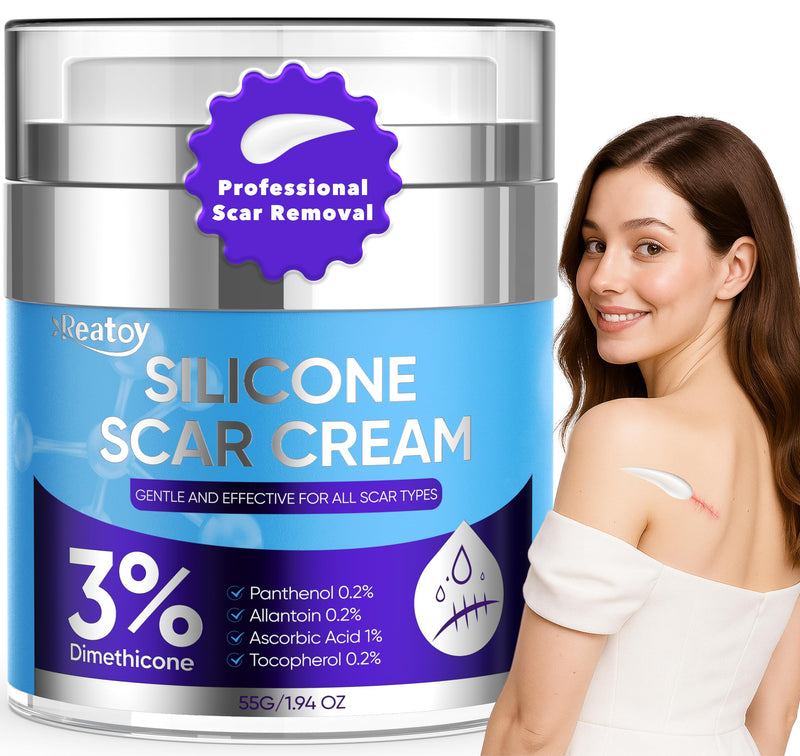 [Australia] - Silicone Scar Cream for Surgical Scars, 3% Dimethicone Complex Silicone Scar Gel for Old & New Scars, C-Section, Pregnancy, Acne, Injury, Keloids, Burns, Non-Irritating Scar Removal Cream(55ML) 55ML 
