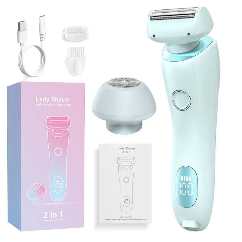 [Australia] - Glide Pro 3.0 Razor for Women, Livora Electric Shaver for Women, Silk Glide Pro Shaver, 2 in 1 Wet & Dry Waterproof Electric Shaver with Removable Head for Leg Arm Underarm Bikini Area (Blue) 