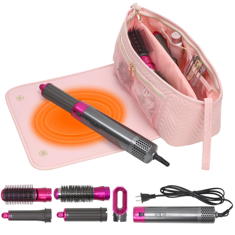 [Australia] - PACKISM Hair Tools Travel Bag - Twill Quilting Extra Large for Flat Irons, Straighteners, Curling Iron, and Haircare Accessories, 2-in-1 Design, with Interior Pockets, Portable Organizer - Rose Pink 