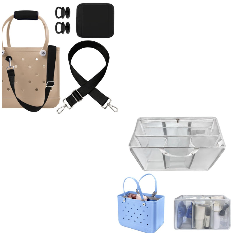 XYFuuee Beach Bag Organizer Inserts for X Large Bogg Bag Accessories, Strap Wrap for Bogg Bag Accessories, Adjustable Crossbody Replacement Straps