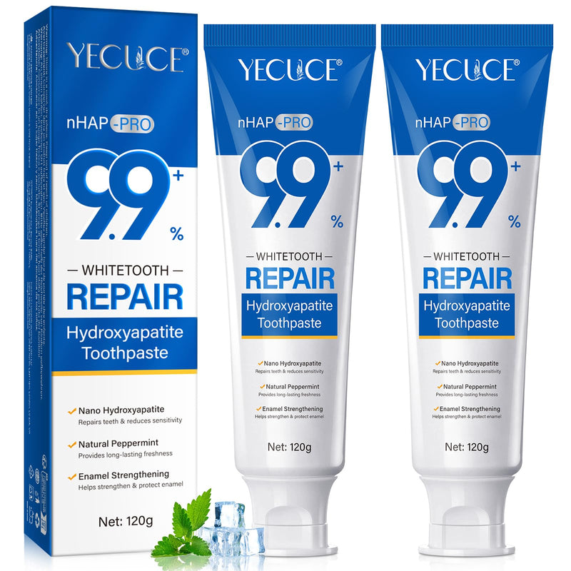 [Australia] - 9.9% Hydroxyapatite Toothpaste - 2 Pack, Cleans and Cares for Oral Health, Freshens Breath, Non-Irritating, Natural and Safe, 8.46 Oz 