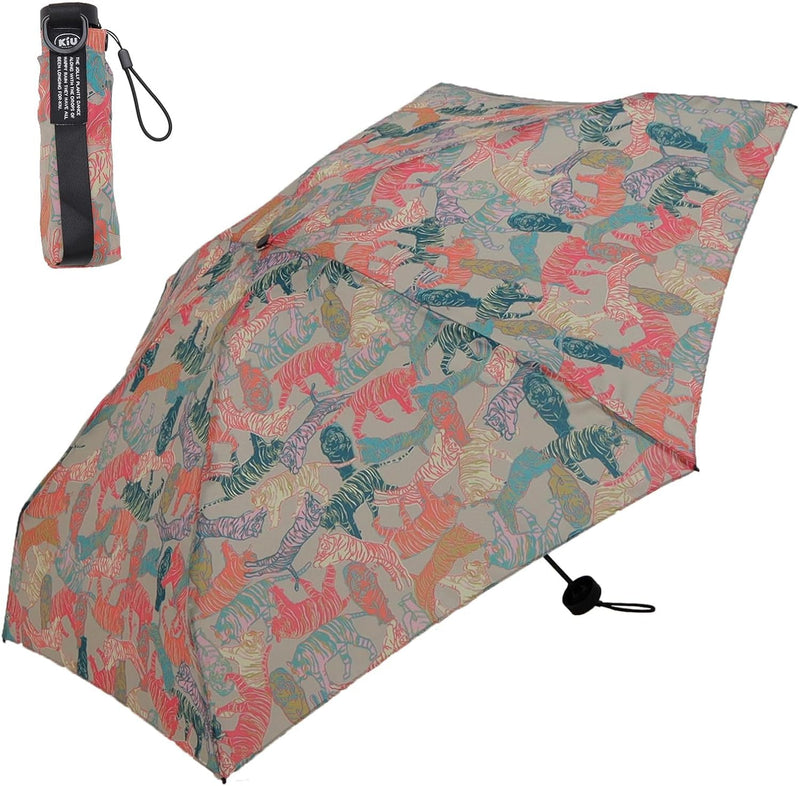 KiU Compact UV Umbrella Bright Tiger Cute Foldable Sun & Rain Umbrella for Women Lightweight, Portable, Stylish Parasol with UV Protection