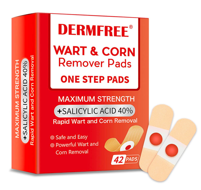 [Australia] - Wart Corn Remover Pads for Toes Feet, 42 Count 40% Salicylic Acid Extra Strength Bandages, Corn Callus Wart Remover Cushions Patches for Plantar Foot, Safe Effective Treatment Removal for Men Women 