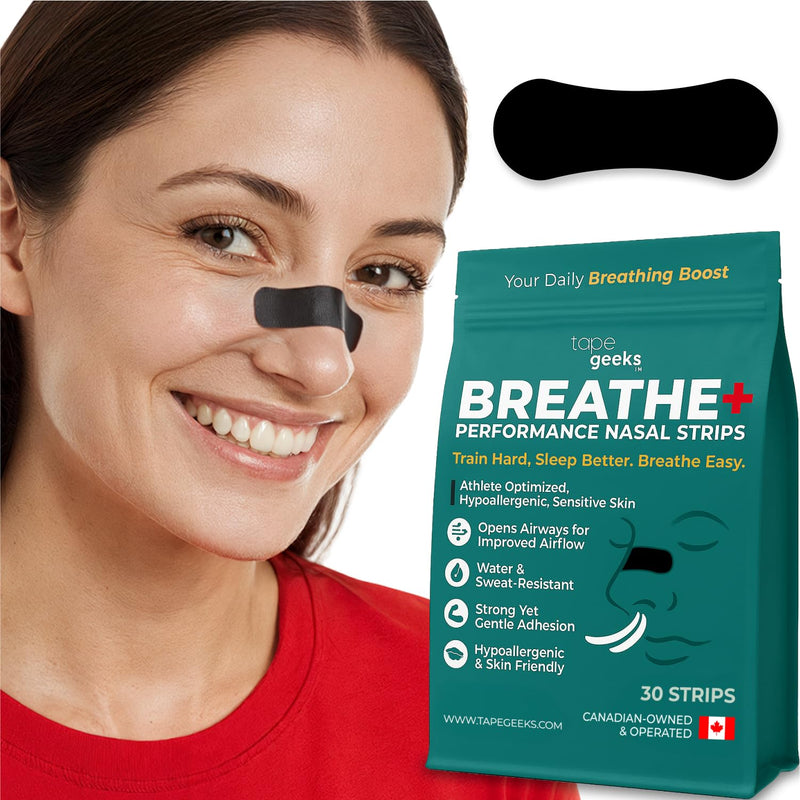 [Australia] - TapeGeeks Nasal Strips for Snoring Relief ‚Äì Hypoallergenic Nose Strips for Breathing ‚Äì Strong Hold, Gentle on Skin, Latex-Free, 30 Count Black 