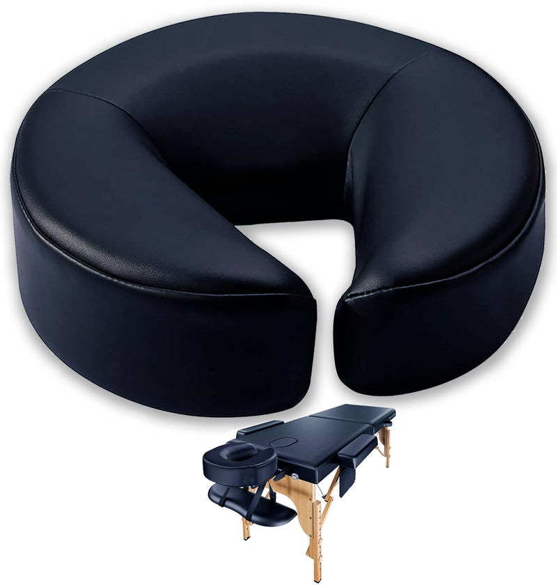 [Australia] - Premium Massage Face Cradle Cushion Memory Foam, Massage Pillow Face Down for Massage Table, PU Leather U Shaped Pillow (Black) Black 