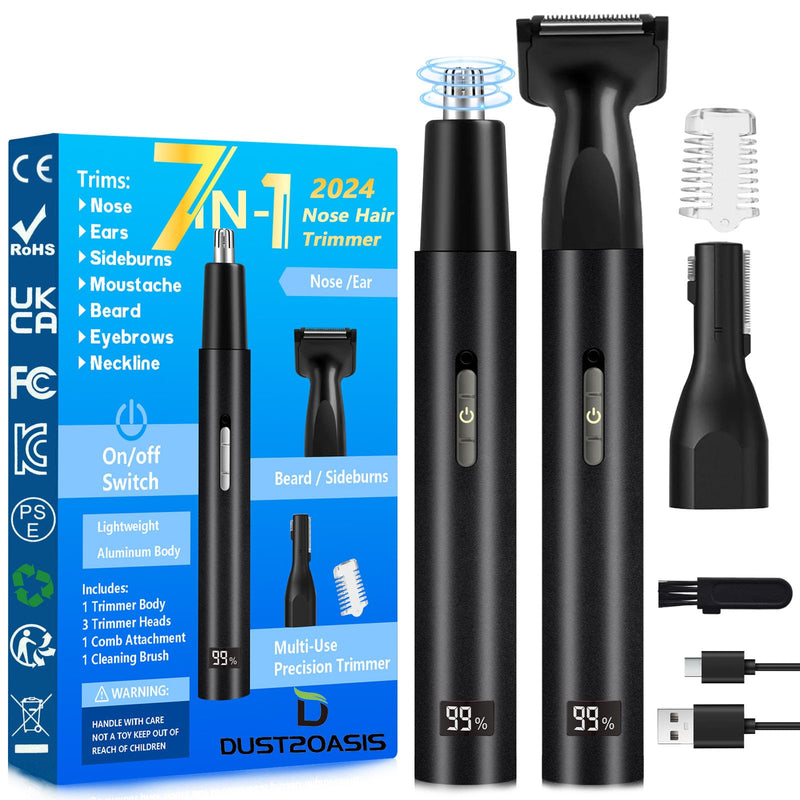 Nose Hair Trimmer for Men Women-2025 All-in-1 Professional Use for Nose Ear Hair Trimmers Clipper Pro-14,000RPM Motor,2 hrs Rechargeable Hair Trimmer Set with Dual Edge Blades N414 Black