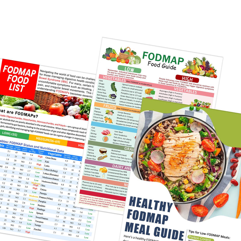 [Australia] - 3 Set Fodmap Food List Chart, Low Fodmap Diet List of Foods,Fodmap Friendly Food Guide for IBS,Food Calorie Chart & IBS Food List,IBS Symptom Relief, Easy Recipes 