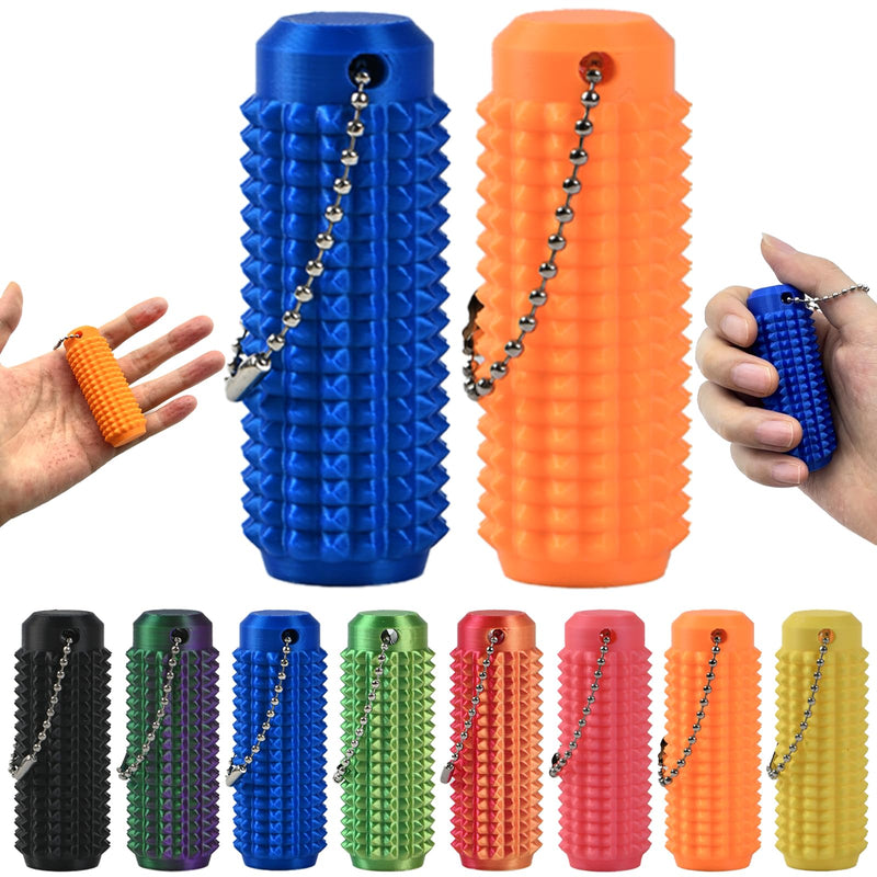 [Australia] - 2Pcs Little Ouchies Fidget Spiky Keychain for Adults - 3D Printed Sensory Stress Relief Toy for Anxiety, Focus & Pain Stimulation, Portable ADHD Autism Fidget Toys, Durable Grippy Stim Keyring Blue & Orange 