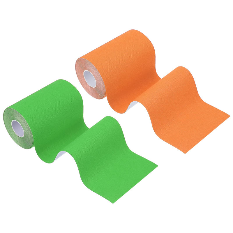 PATIKIL 16.4Ft x 4 Inch Kinesiology Tape, 2 Rolls Adhesive Cotton Sports Muscle Support Tapes Waterproof Elastic Tape for Knee Ankle Wrist Shoulder, Orange/Green