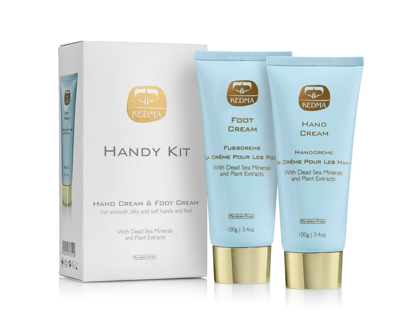 [Australia] - KEDMA Hand & Foot Cream Set – Daily Moisturizing Creams with Dead Sea Minerals, Aloe Vera & Olive Oil – Nourishing Skincare for Dry, Cracked Hands and Feet | 3.4 Oz each / 100g 