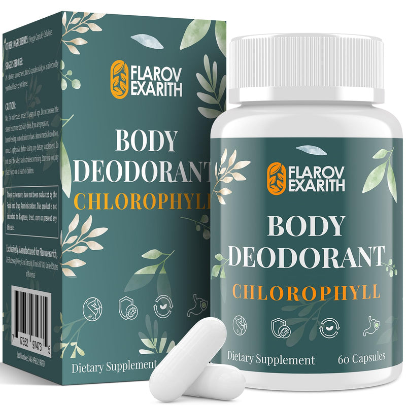 [Australia] - Women's Body Deodorizing Supplement ‚Äì Chlorophyll Capsules for Body Odor, Fresh Breath & Gut Detox, for Social Confidence ‚Äì Vegan with Matcha Green Tea, Apple Cider Vinegar (60 Caps) 60 Count (Pack of 1) 