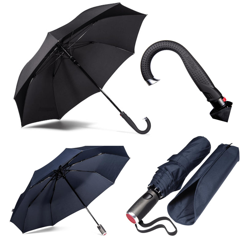 Kingston FX1 Windproof Golf Umbrella and Blue FX1 Windproof Travel Umbrella - Premium Construction Umbrellas for the Rain and Sun - Superior Water and UV Protection for Men and Women