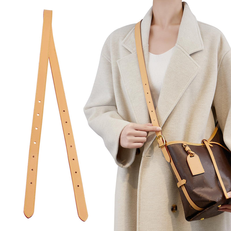jiesinlov Vachetta Leather Straps Replacement Adjustable Crossbody Bag Shoulder Strap for Carryall Tote Handbag(STRAP B-125) Beeswax-w0.8in&l49.2in