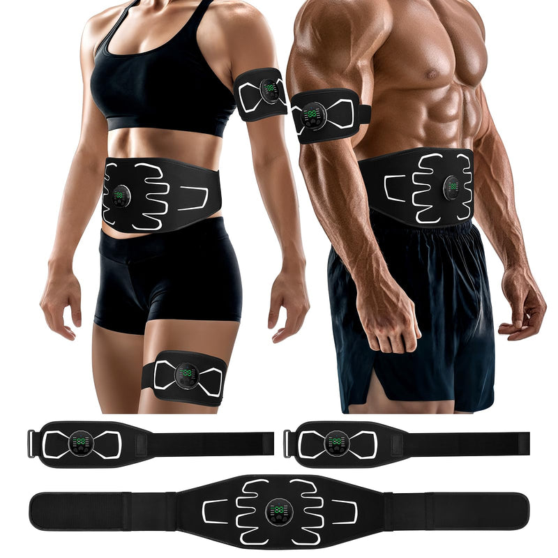 [Australia] - Electronic Muscle Stimulator - Portable Powered Ab Stimulator Muscle Toner for Muscle Conditioning,EMS Ab Machine,Fitness Strength Training Workout Equipment for Men and Women White 