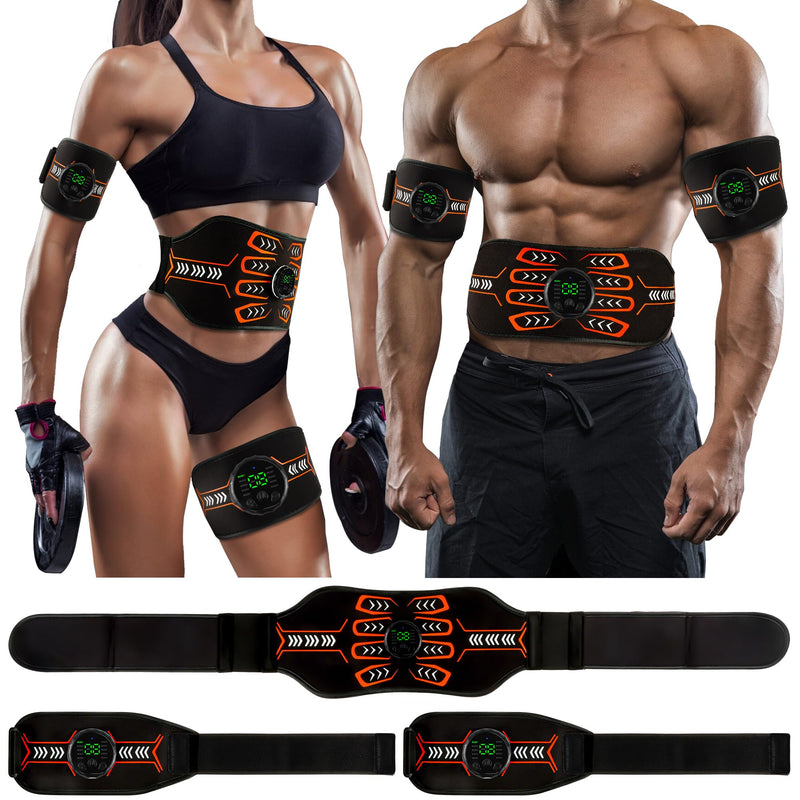 [Australia] - Electronic Muscle Stimulator, Abs Stimulator Muscle Toner, Ab Machine Trainer for All Body, Rechargeble for Fitness Strength Training Workout Equipment for Men and Women(Waist + Arms) 