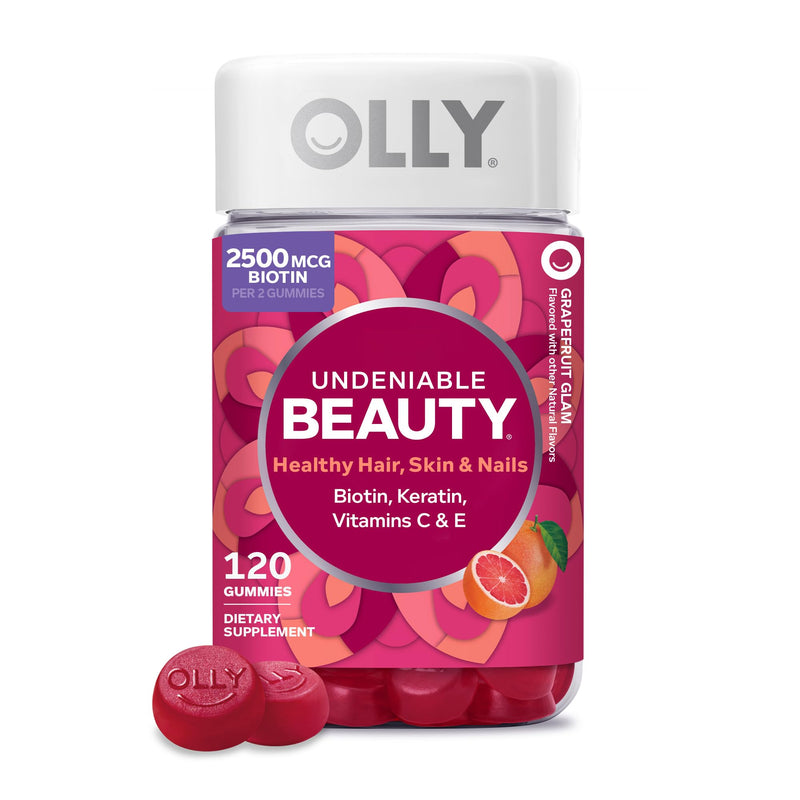 OLLY Hair Skin and Nails Gummies, Undeniable Beauty, Biotin - 120 Count 120 Count (Pack of 1)